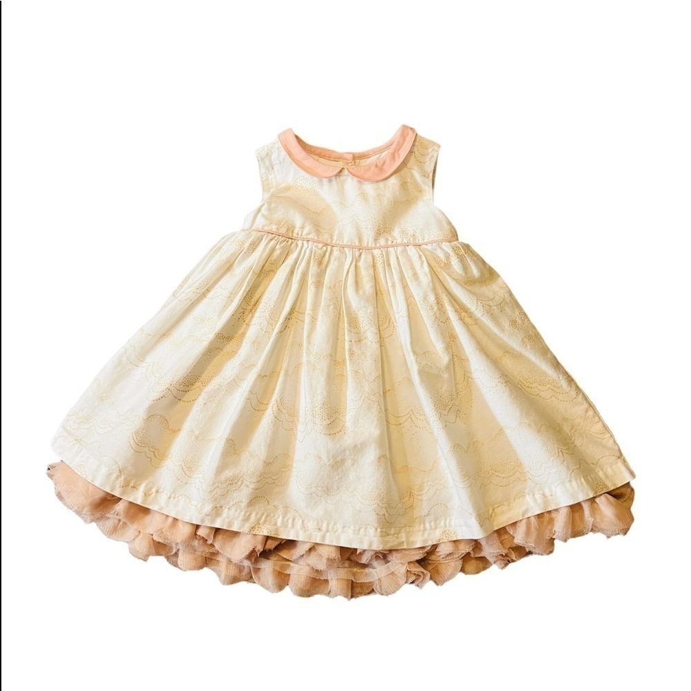 MARKS & SPENCER - BABY GIRL GORGEOUS DUSTY PINK & CREME  DRESS SIZE 9-12 MONTHS